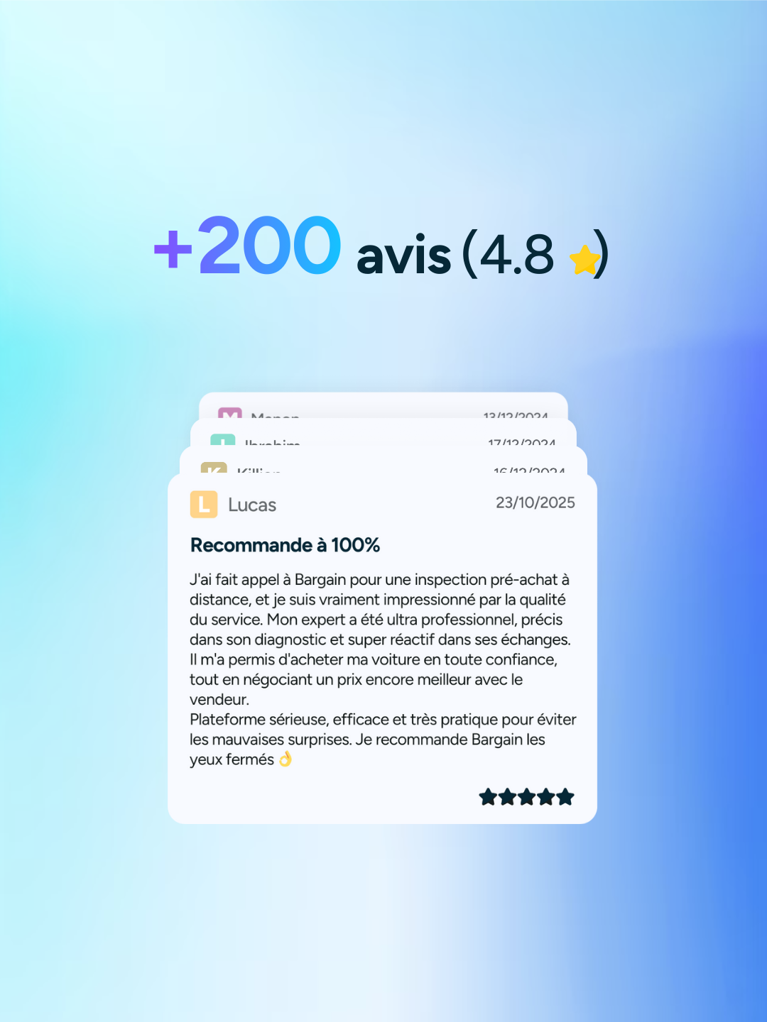 Avis Bargain, note 4.8, plus de 200 avis clients